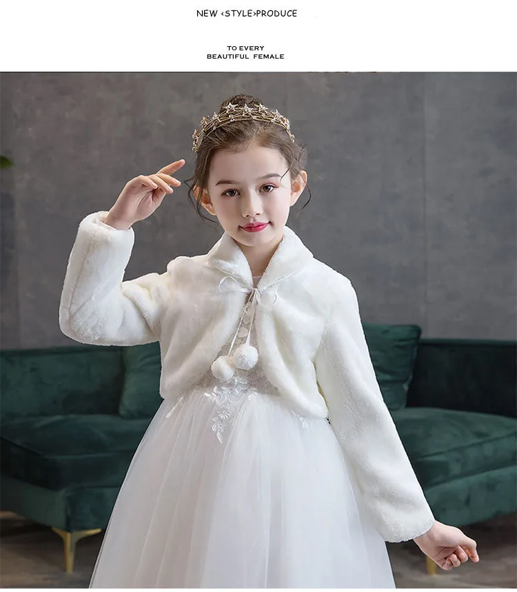 Faux Fur Girls White Shrug Sweater Girls Shrug CHILDRENSTAR Girls