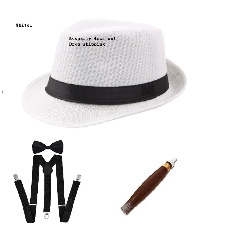 Mens Gangster Panama Hat Tie Cigar 1920 
