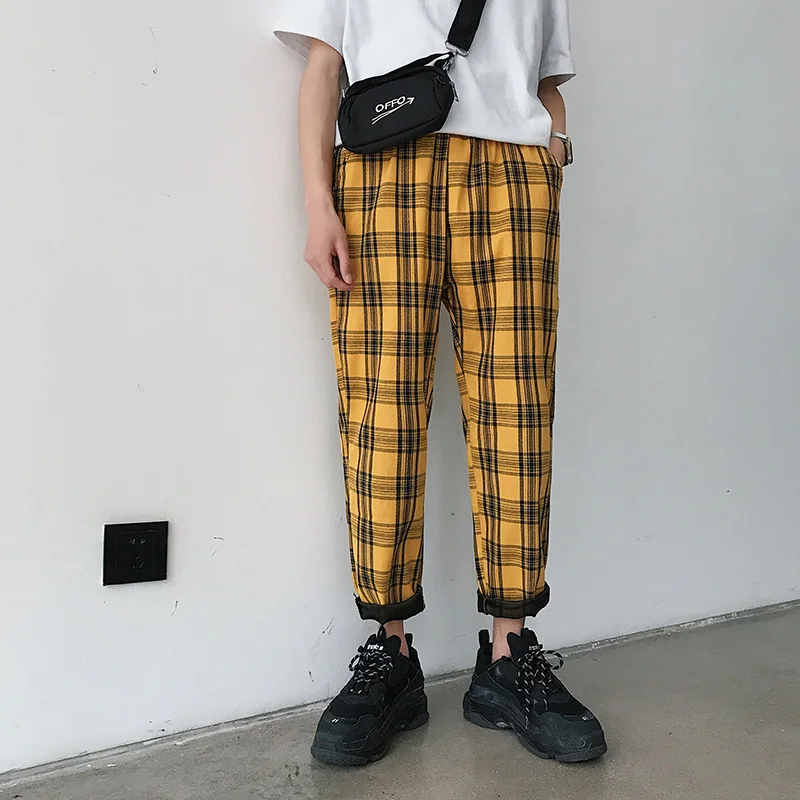 plus size checkered trousers