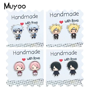 

2020 New Cute Naruto Sasuke Stud Earring Anime Acrylic Earrings Epoxy Resin Transparent Jewelry For Girl