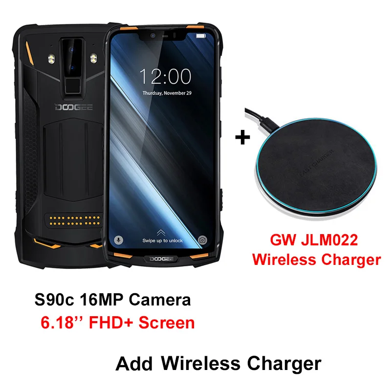 Add Wireless Charger DOOGEE S90C модульный смартфон Helio P70 Восьмиядерный NFC 6,18 FHD+ дисплей IP68/IP69K 4 Гб 64 Гб 16 МП камера 4G мобильный телефон - Цвет: Add Wireless Charger