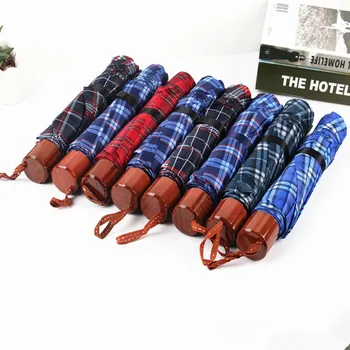 

10K Large Plaid Sunny Rain Umbrella Tri-Fold Rain Umbrella Business Custom Advertising Umbrella 10 Bone Women's Parapluie