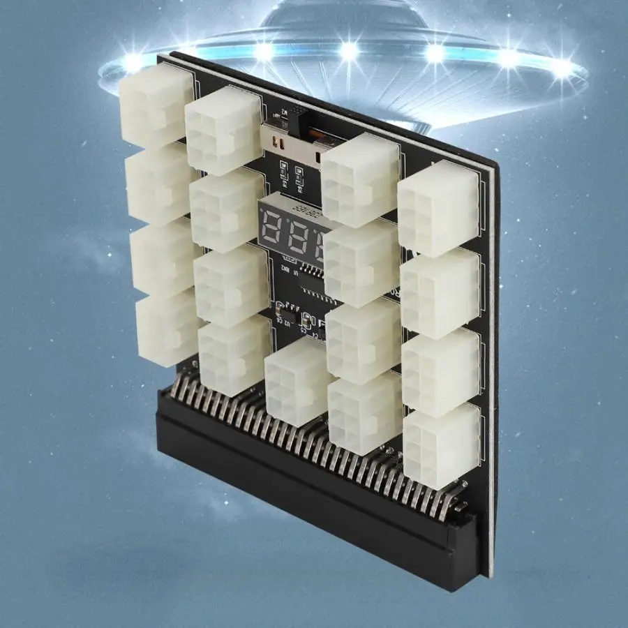 PCI-E 17x 6pin 12V Майнинг сервер блок питания адаптер конвертер плата с светодиодный дисплей