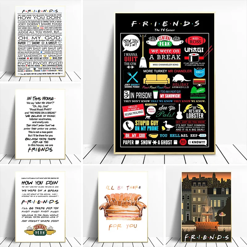Друзей ТВ показать HD с Квадро холст картины Плакаты и принтов Классическая
