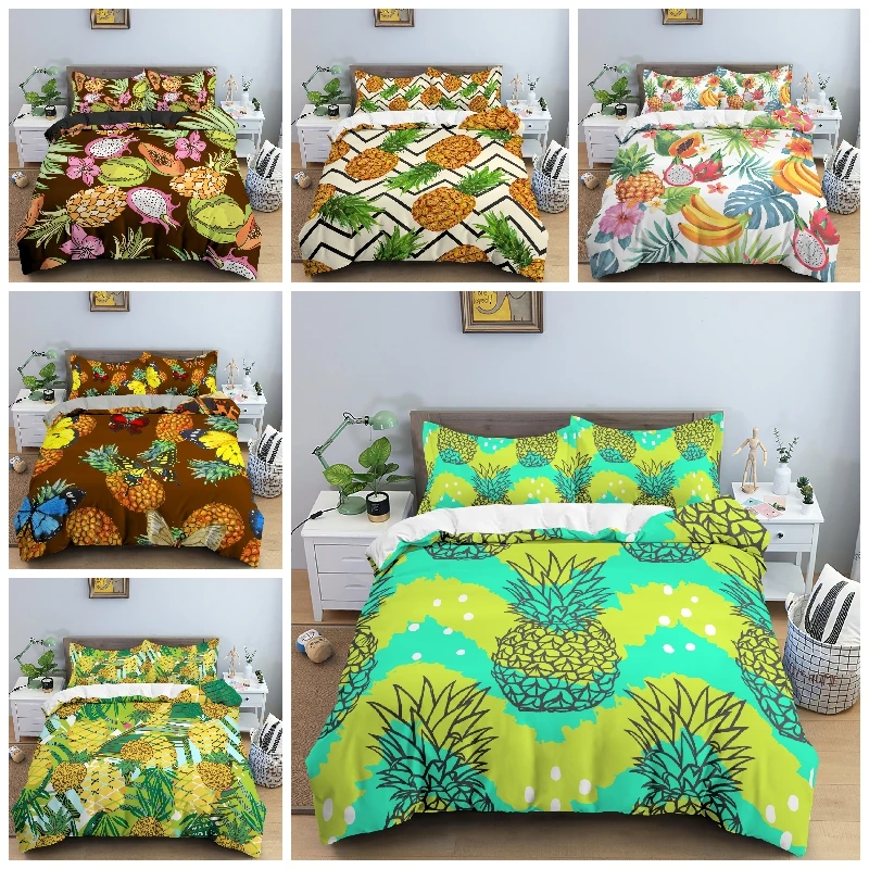 PROD 1005002801452481 Muticolor Pineapple Duvet Covers Fruits
Bedclothes Bedding Set Queen/King Size Comforter Cover Pillowcase Set
for Bedroom