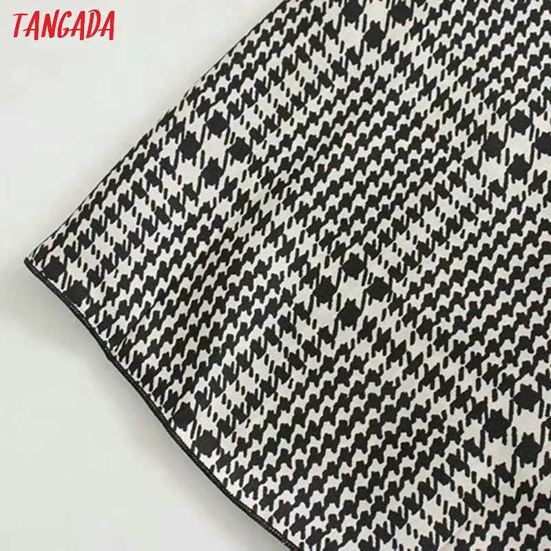 Tangada женское клетчатое платье-рубашка с поясом и бантом на шее винтажное офисное женское платье-миди vestidos 5Z93