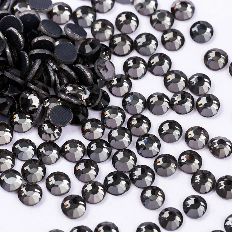 Jet Black Glass Stone Crystals Rhinestones  Black Rhinestones Non Hot Fix  - Black - Aliexpress