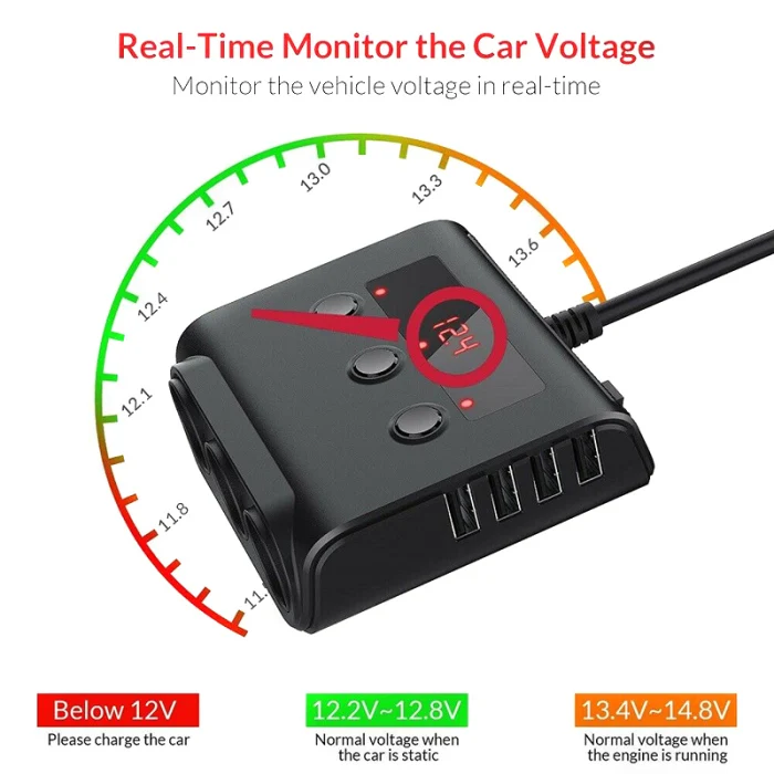Автомобильное зарядное устройство 4 usb порт зарядки адаптер питания с переключателем безопасной защиты VH99