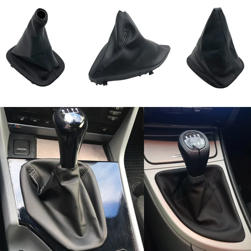 

Black Leather For BMW E36 3 Series E30 E34 E39 E81 E82 E87 E88 Gear Shift Knob Gaiter Boot Cover Case Collar Frame Base