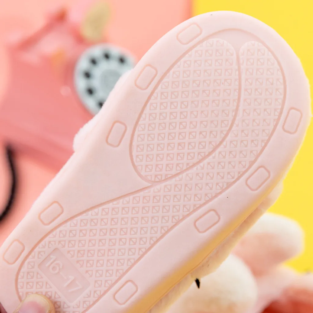 Детская Хлопковая обувь для малышей младенцев, детей, малышей, обувь с героями мультфильмов, детские Нескользящие домашние тапочки с милым Кроликом, хлопковая обувь