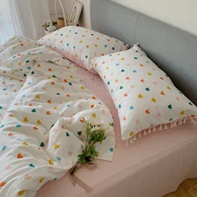 Small fresh summer aerobic layer double layer cotton parent-child kit A class product four-piece cotton yarn set bed comforter