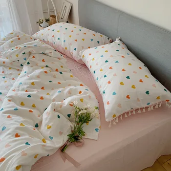 

Small fresh summer aerobic layer double layer cotton parent-child kit A class product four-piece cotton yarn set bed comforter