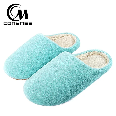 QWW-CS Blue Зимние мужские домашние тапочки; повседневная домашняя обувь; Мягкие плюшевые тапочки для спальни; нескользящие мужские теплые хлопковые тапочки Большие размеры мужские пушистые тапочки сандалии утолщаются бархатные - Цвет: QWW-CS Blue