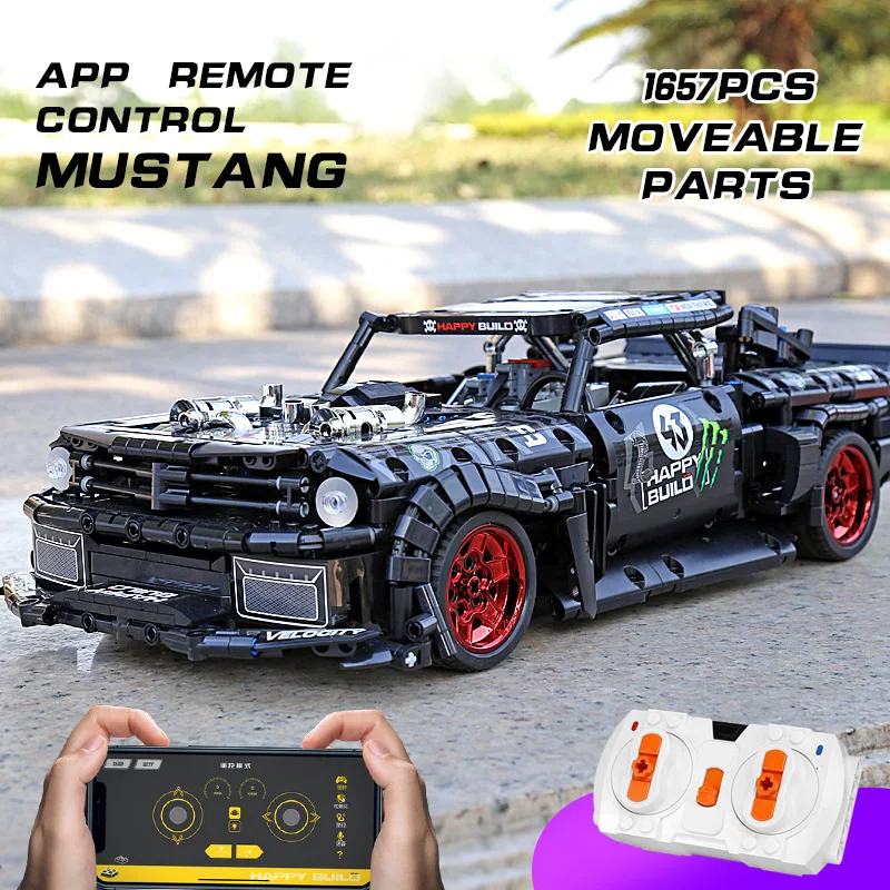 Technic RC Ford Mustang Hoonicorn РТР V2 городской автомобиль совместим MOC 22970 Кирпичи Модель