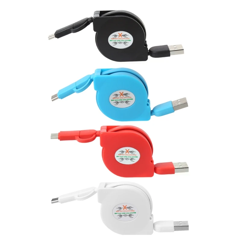 Выдвижной 2-в-1 Micro USB+ Тип C кабель для зарядки и передачи данных с плоский кабель для Anroid чехол для телефона