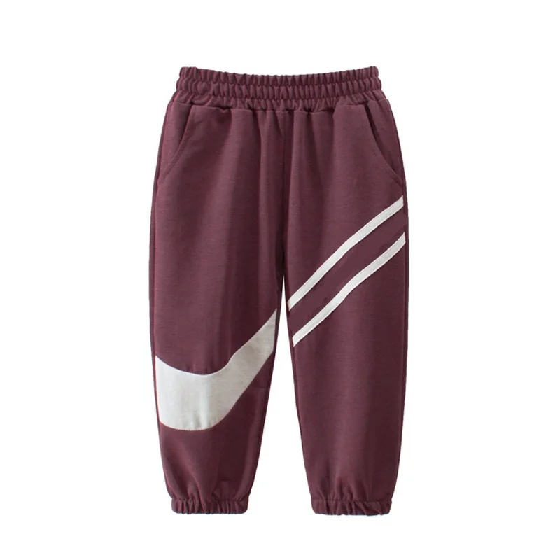 Новые стильные спортивные штаны длинные штаны-шаровары в полоску для мальчиков и девочек возрастом от 3 до 10 лет штаны для малышей спортивные штаны - Цвет: LS5956-purple