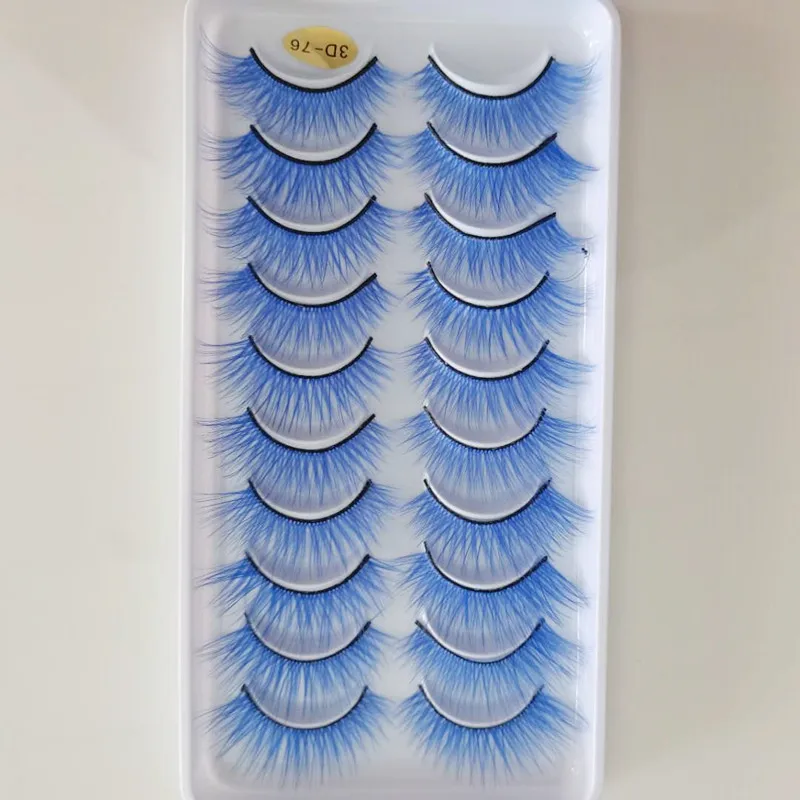 

10 Pairs 3D Mink Hair False Eyelashes Natural/Thick Long Eyelashes blue Lashes Makeup Extension Eyelashes maquiagem