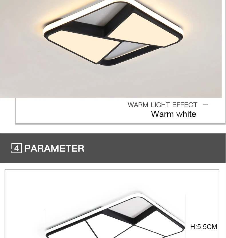 Современные светодиодные потолочные светильник для гостиной спальня кабинет кабинета белый или черный 95-265V квадратный потолок лампы,светилтник