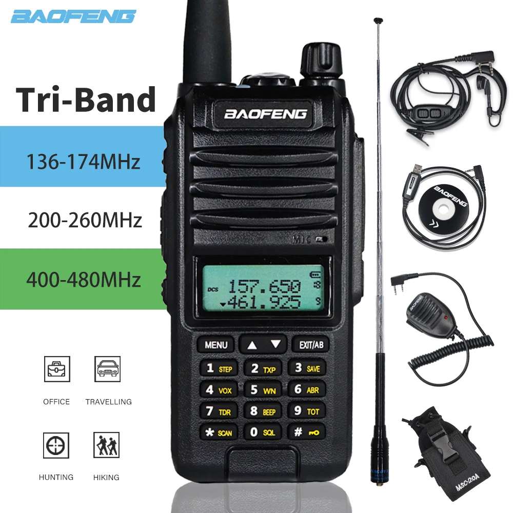 

New Tri-Band Radio BaoFeng A58s 8W High Power Walkie Talkie 2800mAh Amateur Handheld Ham Two Way Radio Upgrade UV-82 Transceiver