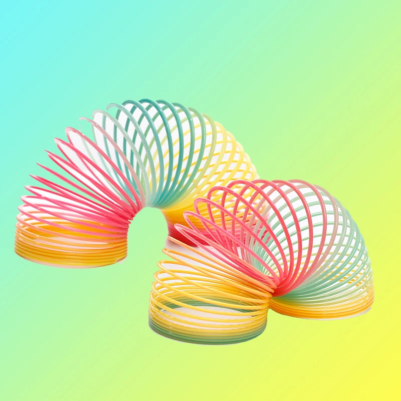 Радужная пружинная катушка пластиковые складные игрушки Весенняя спортивная