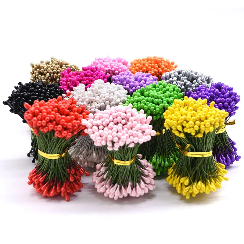 130 шт. 3 мм Двойные головки жемчужные Stamen Pistils DIY искусственные материалы для