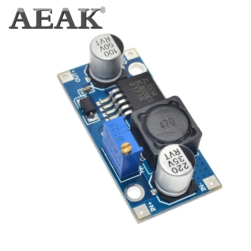 AEAK 50 шт. DC-DC Регулируемый Модуль усилителя напряжения повышающий преобразователь мощности, 4А 4,5-32 В до 5-55 в, XL6009 дисплей Вольтметр