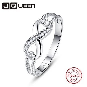 

JQUEEN Elegant Wedding Engagement Rings for Women 100% 925 Sterling Silver Twisted Infinity Trendy Finger Rings Lover's Gift