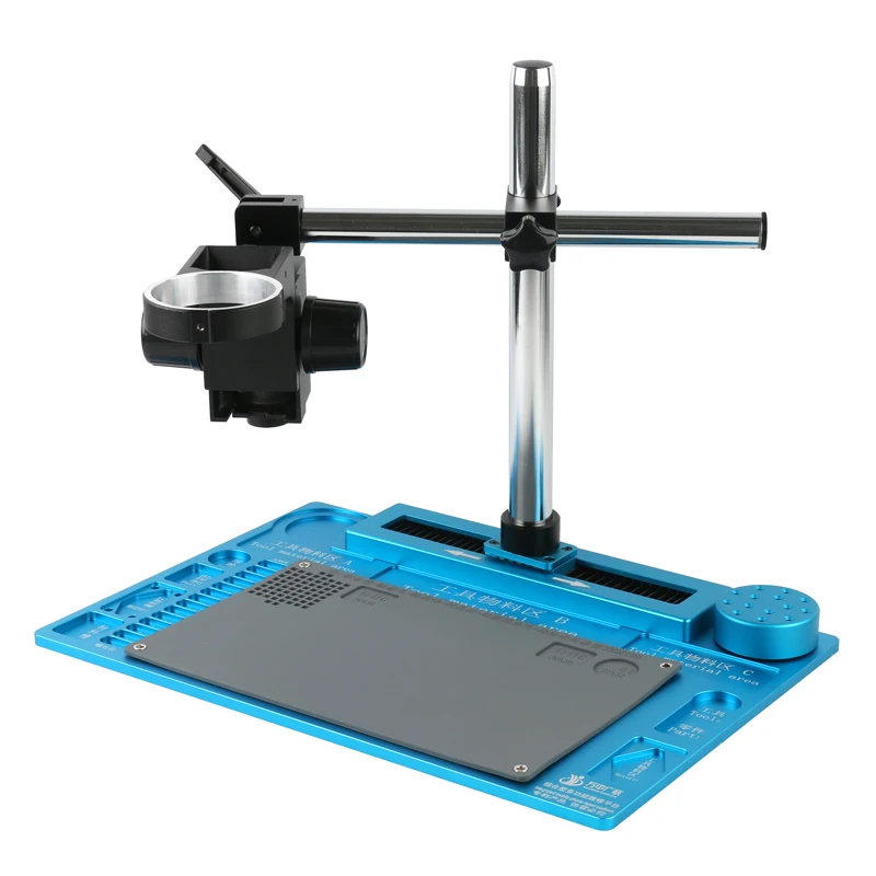 US $123.19 Multifunction Microscope Stand Aluminum Alloy Unversal Sliding Maintenance Platform Table With 76mm Diameter Holder