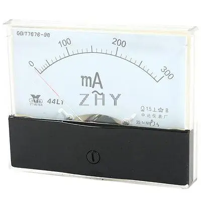 

Fine Turning Dial Panel Ammeter Tester AC 0 - 300mA Measuring Range 44L1