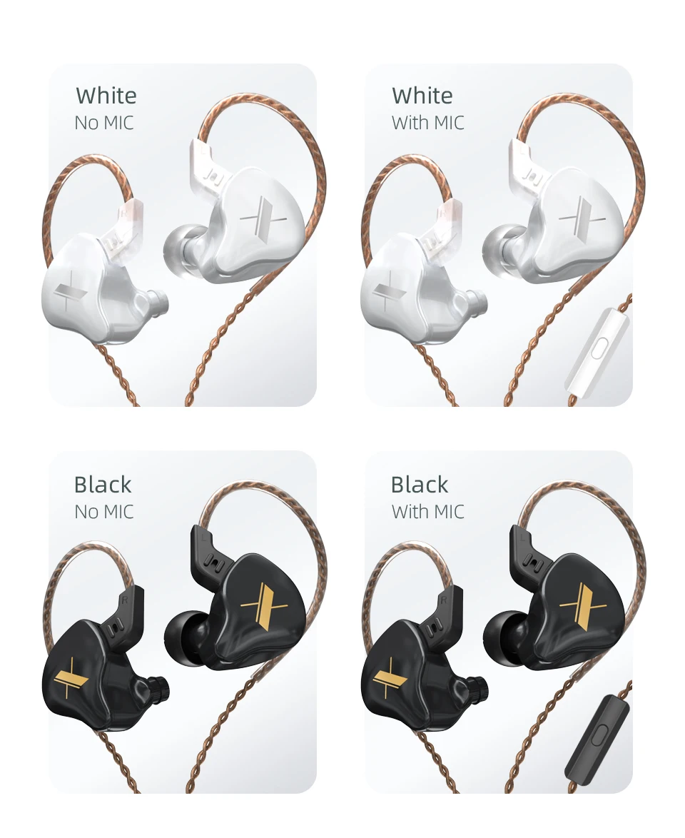 KZ EDX Earphones 1 Dynamic HIFI Bass Earbuds In Ear Monitor Headphones Sport Noise Cancelling Headset