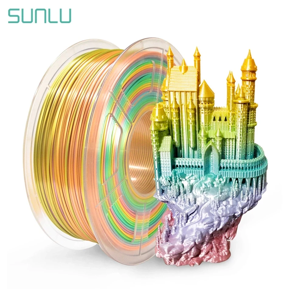 Precio Especial SUNLU-filamento de seda arcoíris para impresora 3D, 1,75mm, 1kg, materiales de impresión 3d con textura de seda PLA de colores brillantes nlK6NWMRX