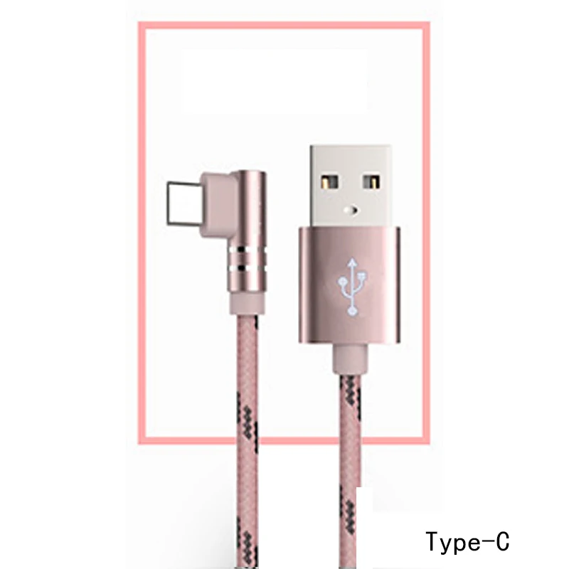 1 м 2A нейлоновый Плетеный удлинитель usb type C Быстрый зарядный Дата кабель Линия для системы Android для Xiaomi samsung huawei - Цвет: Rose gold
