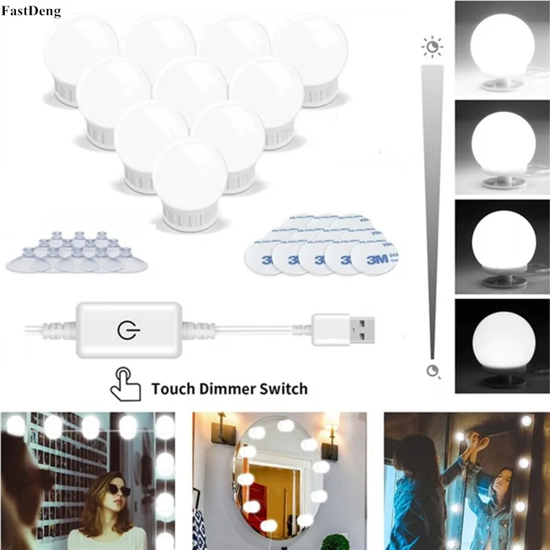 5V зеркало для макияжа с подсветкой Лампы голливудская группа ламп USB питание освещение трубчатое приспособление для принадлежности для