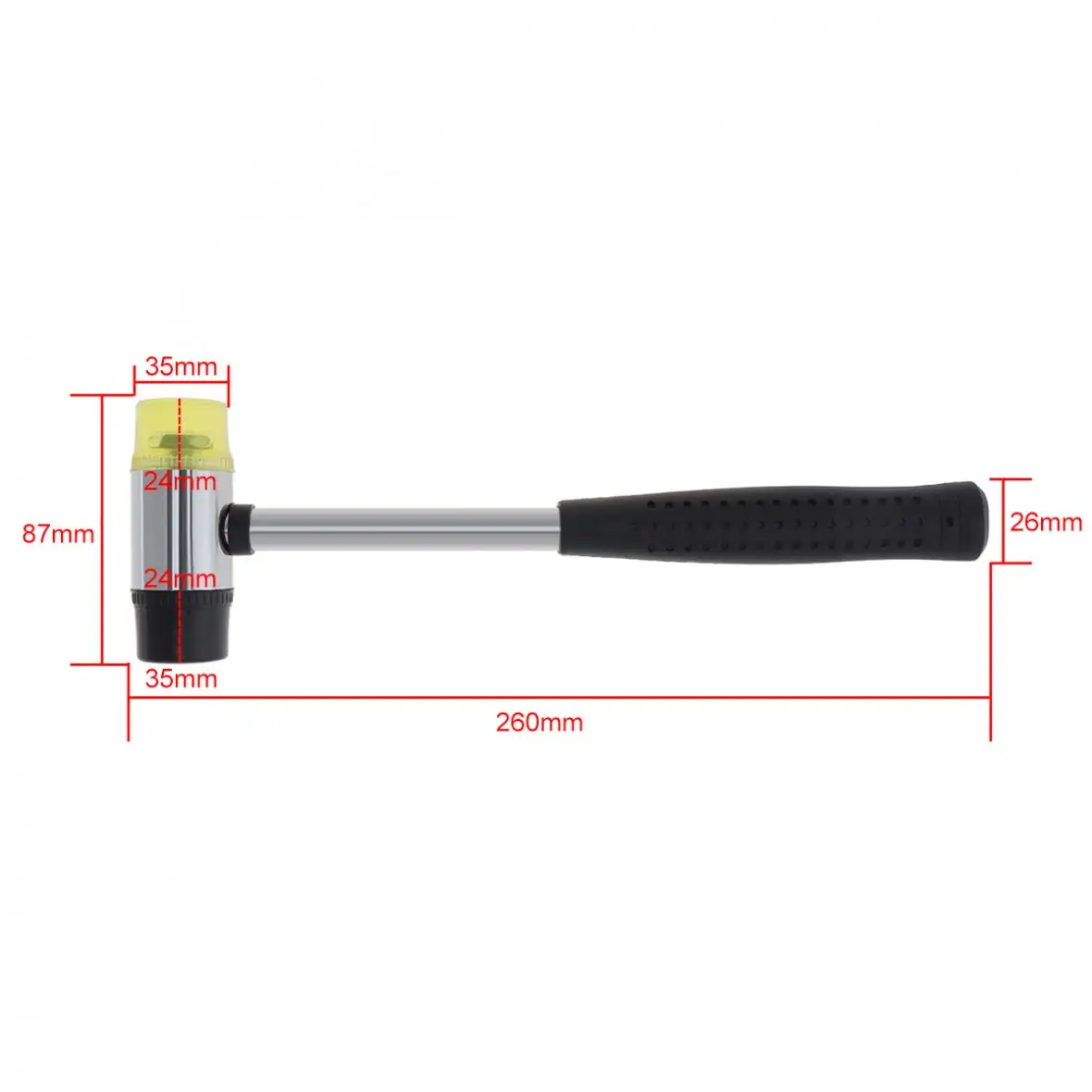 35mm Rubber Hammer Double Faced Work Glazing Window Nylon Hammer with Round Head and Non-slip Handle DIY Hand Tool