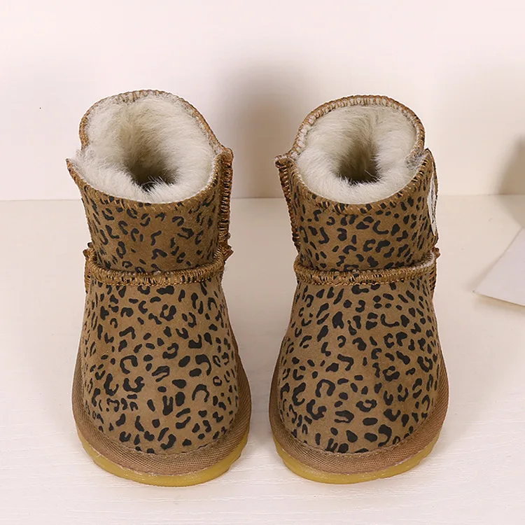 Детская обувь зимние сапоги для девочек детские австралийские водонепроницаемые ботинки из овечьей кожи детские зимние теплые ботинки с мехом и бархатом для детей, размер 21-28 - Цвет: Jun235K