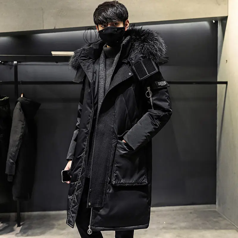 Мужская зимняя Новинка 2019 винтажная Повседневная парка с меховым воротником и