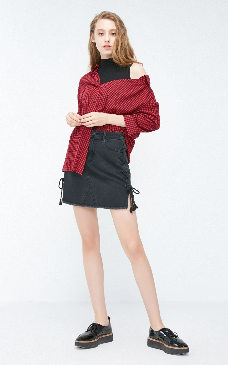 Vero Moda Новое поступление женский Двухсекционный вязаный жилет клетчатая рубашка | 318431505