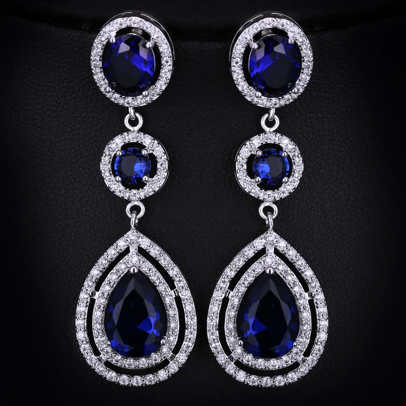 

Fashion Luxury Water Drop AAA Zircon Earrings Silver Cross White Gold Color Hypoallergenic Wedding Party Jewelry Earrings
