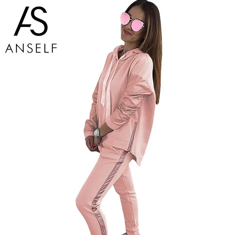 

Tracksuit for Women 2 Piece Set Drawstring Hooded Side Zipper Pocket Long Sleeve Tops Two Piece Outfits Hoodies Sweatpants Sui