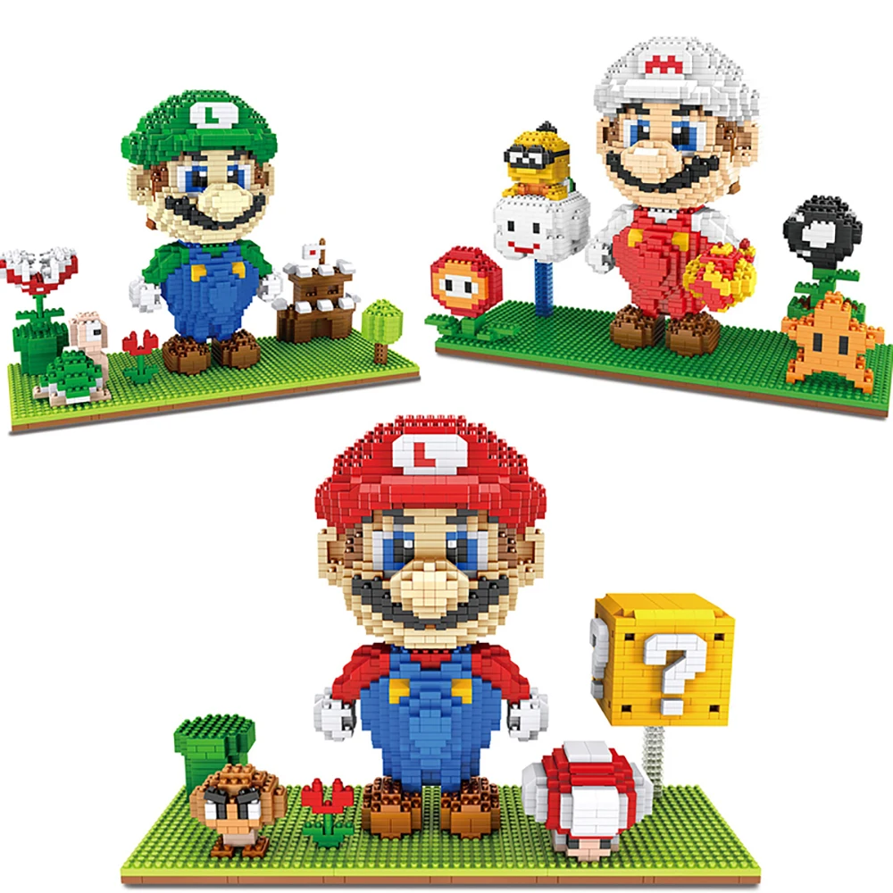 

Incompatible Legoed Super Mario Bros Micro Toys Cartoon Diamond Mini Micro Blocks Building Bricks Game Kids Toys Children Sets