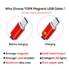 Магнитный кабель Micro USB TOPK F-Line и кабель USB Type-C для синхронизации данных в нейлоновой оплетке со светодиодным индикатором, Магнитный зарядный ... ► Фото 3/6