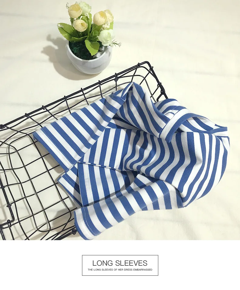 Повседневные рубашки для малышей в Корейском стиле; коллекция года; сезон осень; хлопковая T-shirt1-7Yrs в полоску с рукавом три четверти и круглым воротником; детская одежда