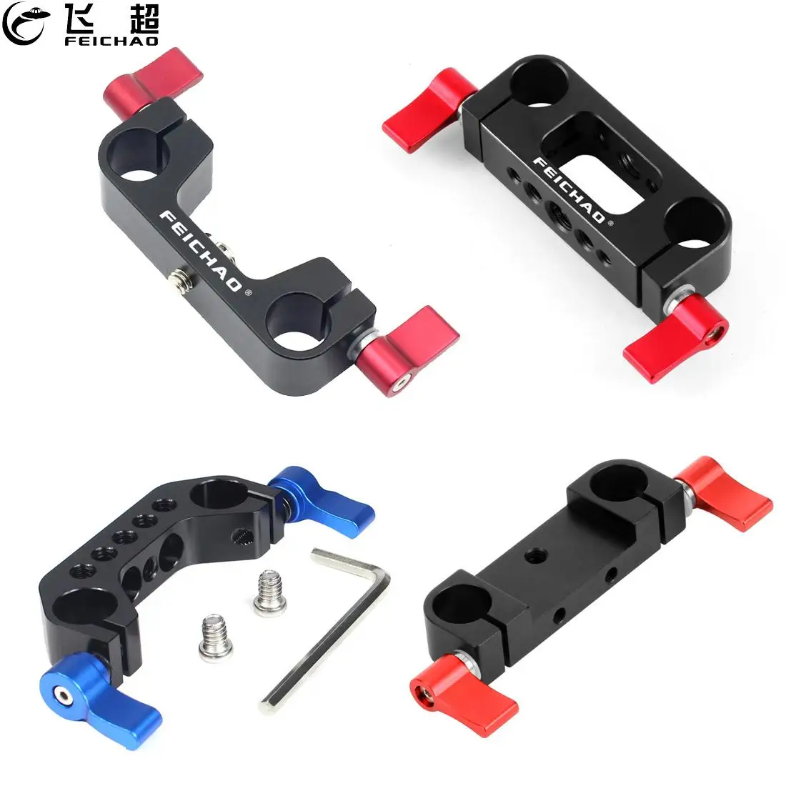 

15mm Dual Rod Rail Clamp Mount Railblock 1/4"-20 Thread Knob Screw for DSLR Camera Cage Rig Baseplate Lens Support System Kit
