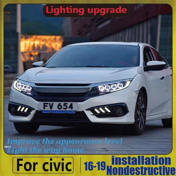 

For Honda for Civic Headlights Assembly Full LED 2016 2017 Year Front Light With Daytime Running lights DRL Turning Lights