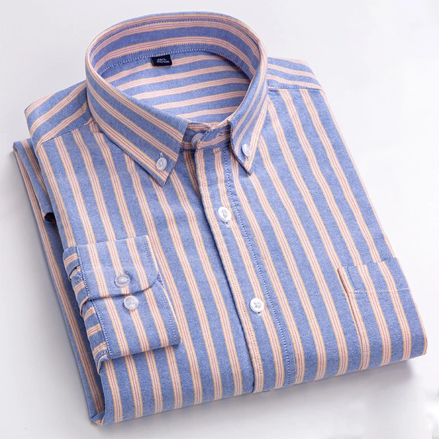 Quality New 100% Cotton Oxford Brand Men's Shirt Clothing Striped 