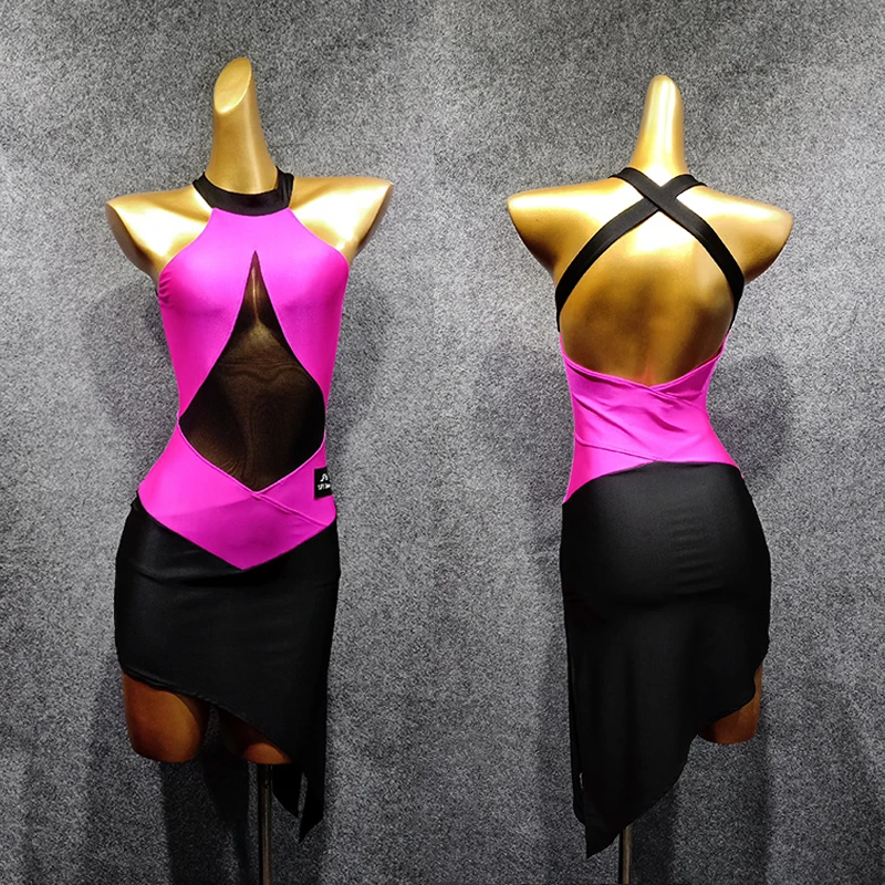 

Latin Dance Dress Female Adults Sleeveless Sexy Backless Performance Dresses Rumba Cha Cha Samba Lady Practice Wear DN5202