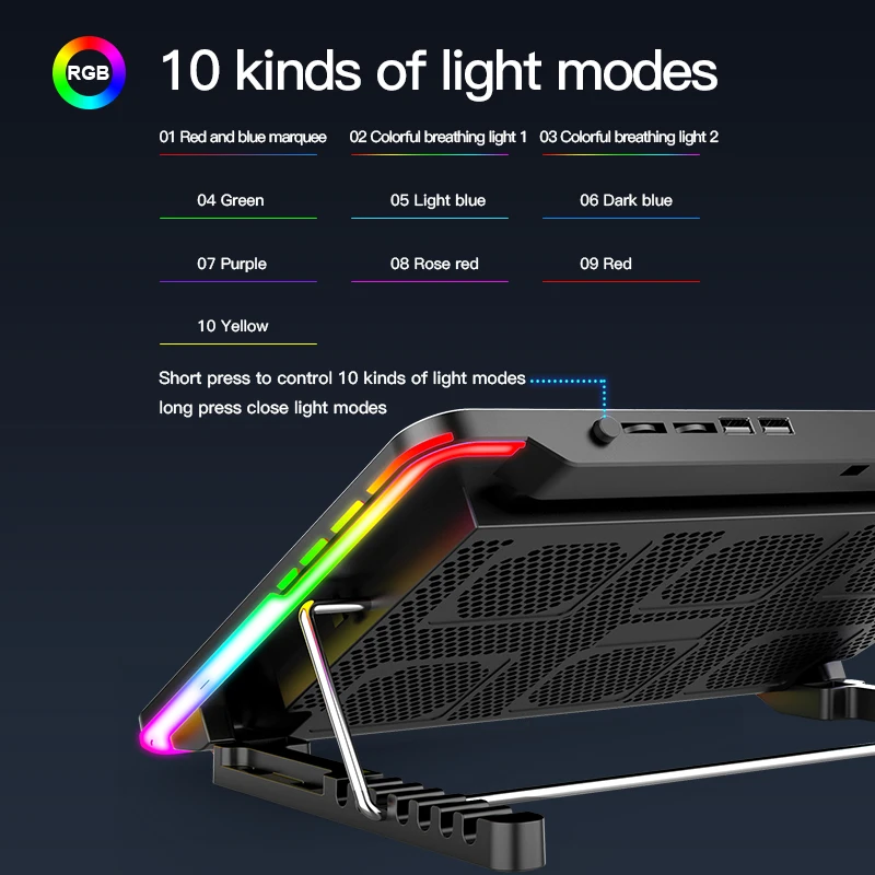 Coolcold-iluminação Rgb para Jogos Almofada para Resfriamento de Ventiladores Tela de Led 1215.6 Polegadas com Suporte para Celular - Imagem 4