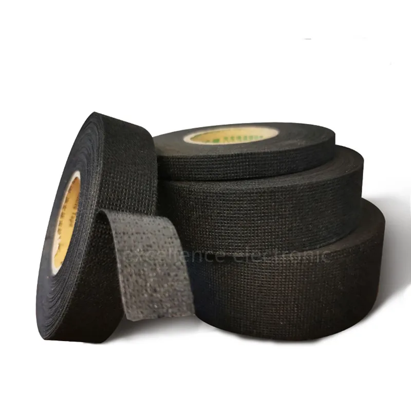 1PCS Heat-resistant Adhesive Cloth Fabric Tape For Car Auto Cable Harness Wiring Loom Protection Width 9/19/25/32MM Length 15M a roll 25m adhesive cloth fabric tape cable looms wiring harness for car auto black wiring harness