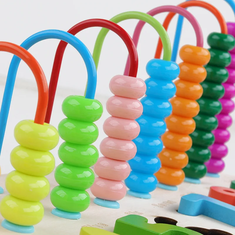 

Wooden Three-in-One Numbers Board Educational Calculation Frame Game Children Early Education Grasping Toy