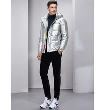 Пуховик с капюшоном, мужское зимнее пальто, шапка, белый утиный пух, Красивая качественная удобная модная повседневная теплая верхняя одежда